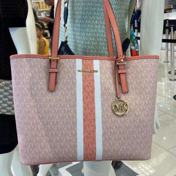 Michael Kors Jet Set Travel Medium Carryall Tote Sherbert Multi - Picture 12 of 16
